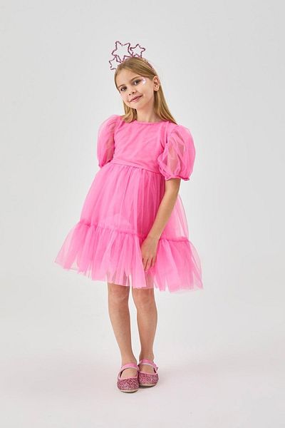 Le Mabelle Girl's Tulle Dress with Ruffled Skirt and Belt - Casey