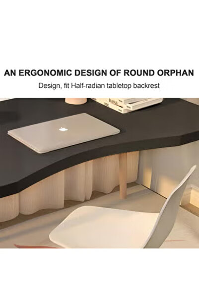 Taimi Curved Edge Computer & Gaming Desk – Study & Writing Table , Black - 100L x 60W x 73H cm