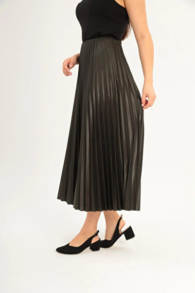 exxitcollection Hijab Pleated Leather Look Skirt