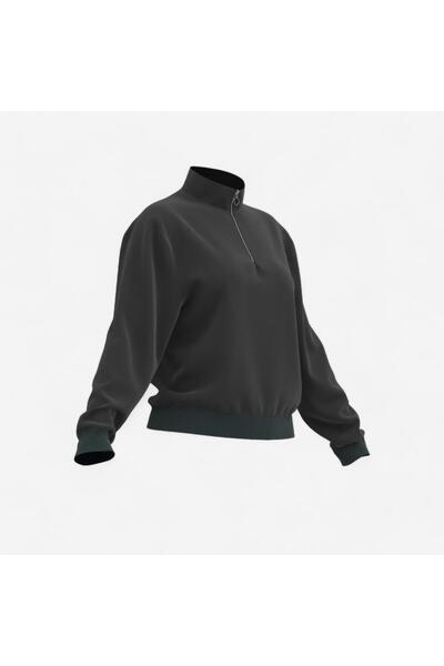 Decathlon Domyos Kadın Fitness/Kardiyo Uzun Kollu Sweatshirt - Siyah - 120