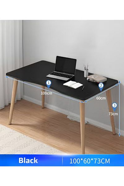 Taimi Computer Desk, Study Writing Table, Gaming Desk Curved Edge Table Design 100x60x73cm - Black
