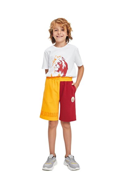 Galatasaray Orijinal Lisanslı Çocuk Şort Kırmızı Sarı