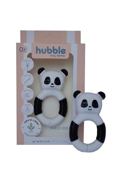 Hubble 100% Natural Rubber Panda Ring Baby Teether and Toy