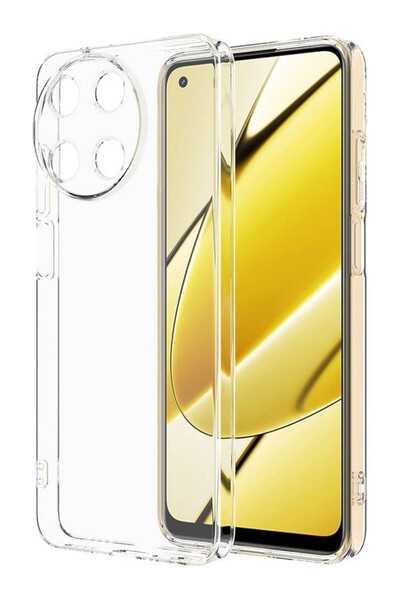 tekno grup realmi 11 4g Kılıf Lüx Şeffaf Yumuşak Süper Silikon + Cam Ekran Ko...