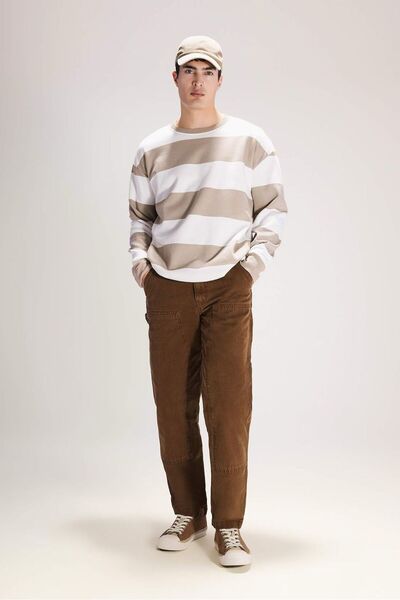 astak Bej Askeri Gabardin Kargo Pantolon Jogler Ters Cepli Kargo