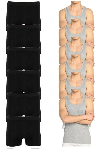 Hipatya Economical 12 Pack Men's Underwear Set 6 Undershirts 6 Boxers