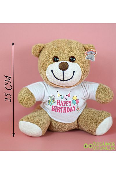 Legosh Özgüneroyuncak. 25 cm Happy Birthday Written Flower Bear