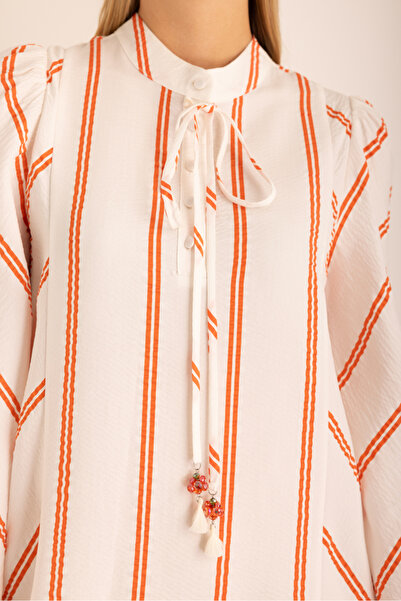 Aker Çizgili Vual Elbise