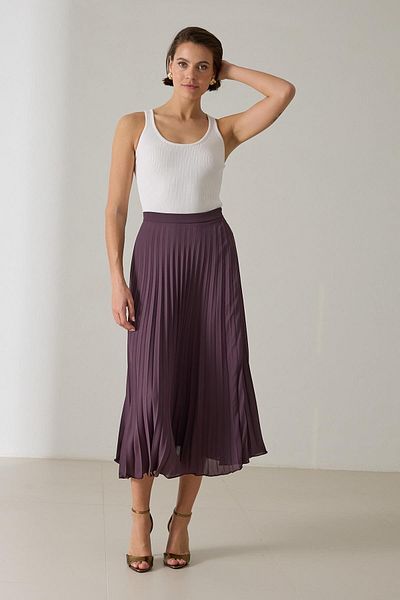 Setre Plum Pleat Detailed Asymmetrical Cut Skirt