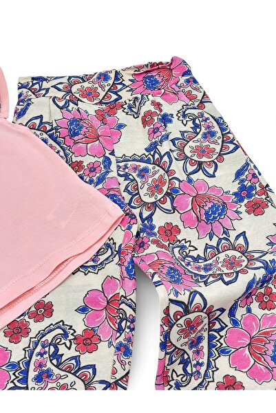 Ege Bebek Ethnic Pattern Girl's Summer Pants 2-3-4-5-6 Years Old Top Set