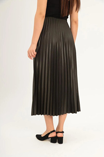 exxitcollection Hijab Pleated Leather Look Skirt