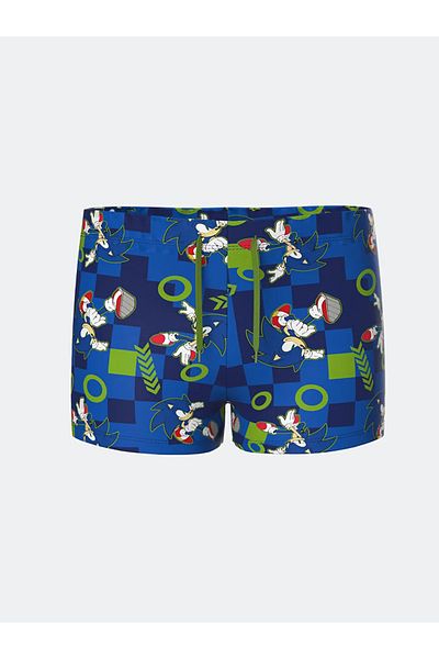 LC Waikiki Costum de baie boxer pentru băiat LCW Kids Blue Sonic Printed