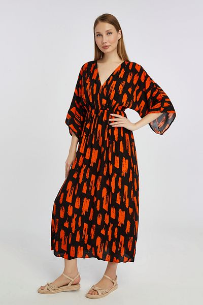Fox Moda Tie Dye Patterned Viscose Summer Women's Dress
