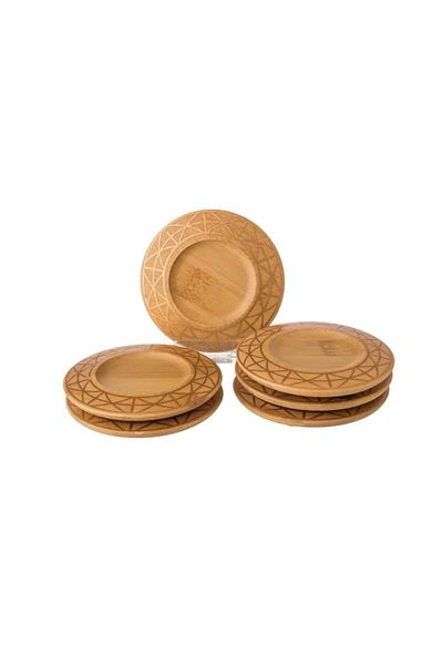 HIC Wooden small plate set of 6 pieces Size 10cm