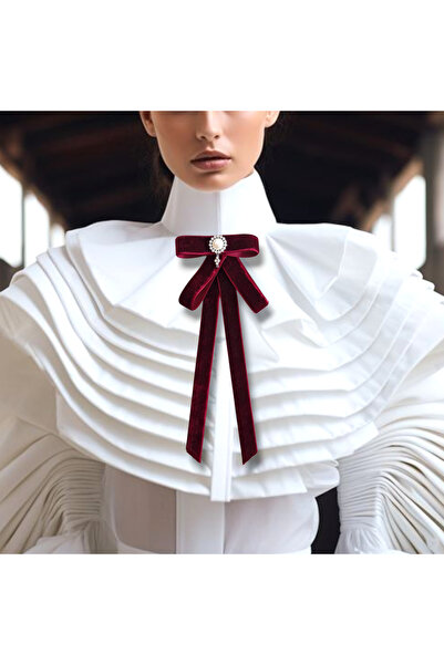 pegu baby collection BORDO KADİFE YAKA BROŞU