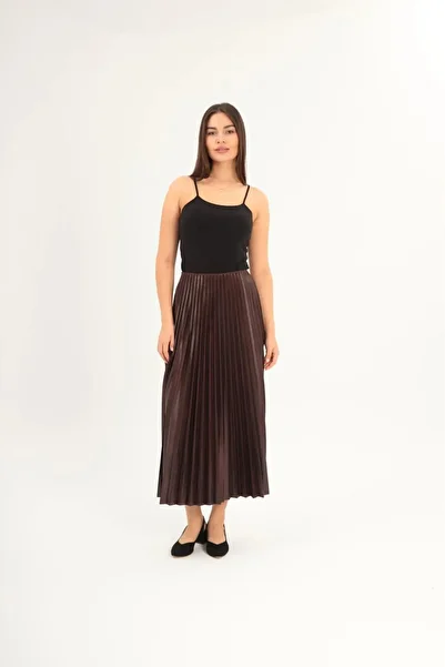 exxitcollection Hijab Pleated Leather Look Skirt