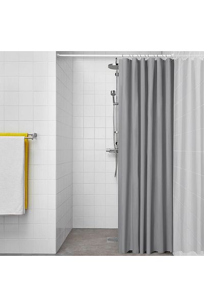 IKEA LUDDHAGTORN Shower curtain, grey, 180 x 200 cm