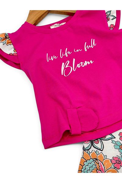 Ege Bebek Ethnic Pattern Girl's Summer Pants 2-3-4-5-6 Years Old Top Set