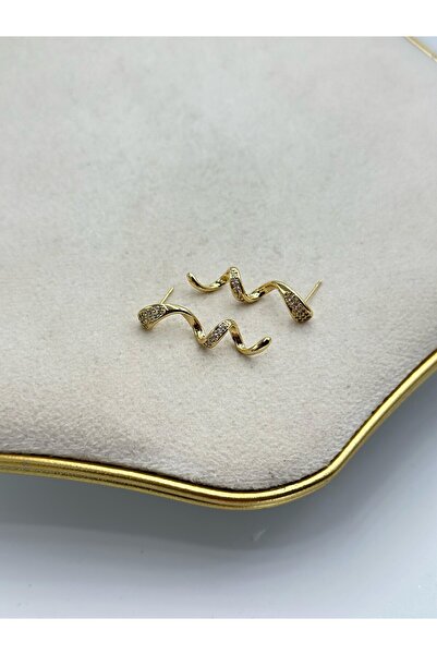 MyladyAccessoriess Zirkon Taş Detay Sarmal Minimal Küpe (Çelik)