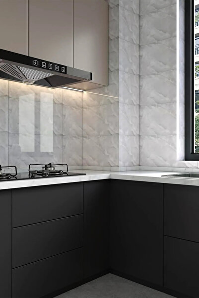 Genel Markalar 30x60 Cm Mermer Desenli Kendinden Yapışkanlı Mutfak Banyo Wc Kaplama Pvc Duvar Paneli