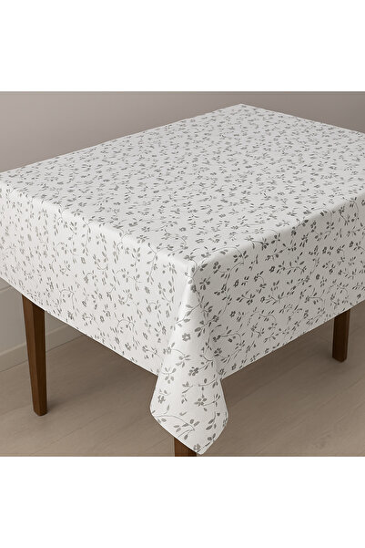 PW pink white home collection Gri Çiçek Desenli PVC Elyaflı Masa Örtüsü – Bey...