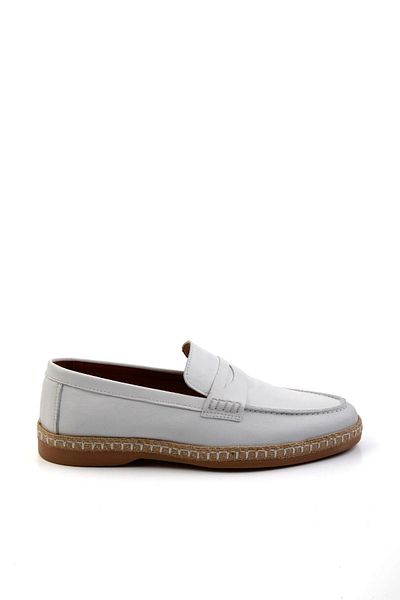 Bambi White Leather Men's Espadrille E01079709003