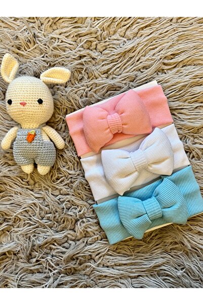 enes baby مجموعة من 3 باندانا مطاطية ناعمة ومزخرفة بفيونكة