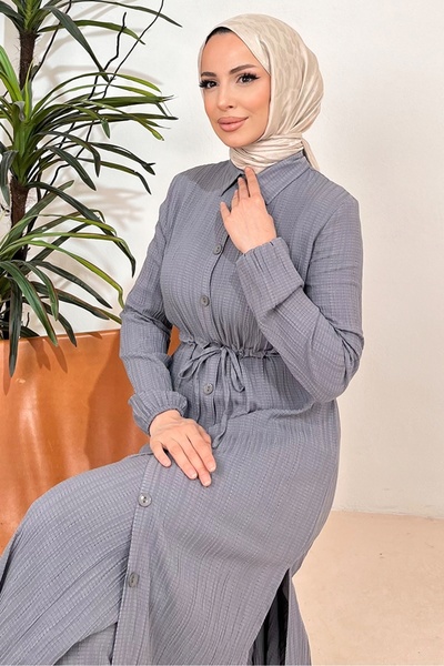 Bestenur Ersay Tunic Trousers Double Suit 1410 - Gray