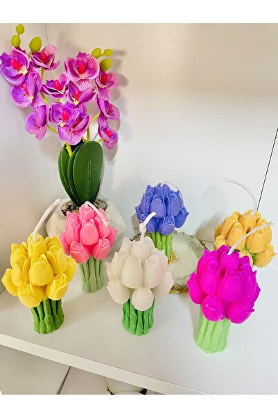 MHYSSA naturals Dekoratif Kokulu Lale Buketi Mum / Decorative Tulip Bouquet C...