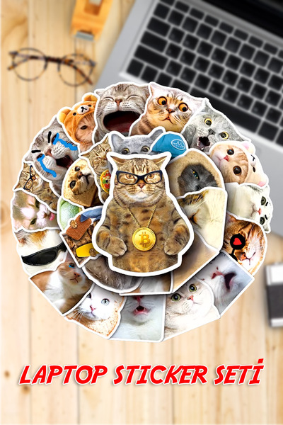 tifopix Kedi Temalı Sticker Seti -2 Sayfa Planner Ajanda Bullet Journal Laptop