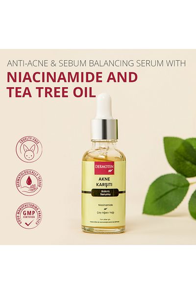Dermoten Anti-Akne-Serum, Niacinamid- und Teebaumöl-Hautpflegeserum 30 ml