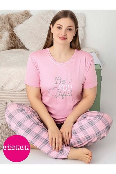 GUAVA+ Crew Neck Buttonless Women's Pajama Set Plus Size Summer Short Sleeve