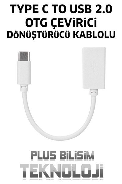 Plus Bilişim Type c to Usb Otg Usb 2.0 Dönüştürücü Çevirici Kablolu Converter Kablolu Type C Otg Plus Bilişim
