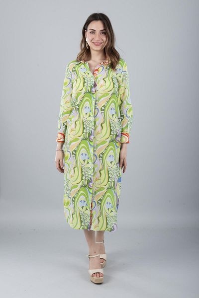 Bonitas Beachwear Πουκάμισο με μακρυμάνικο σχέδιο VUAL με πράσινο λουλούδι