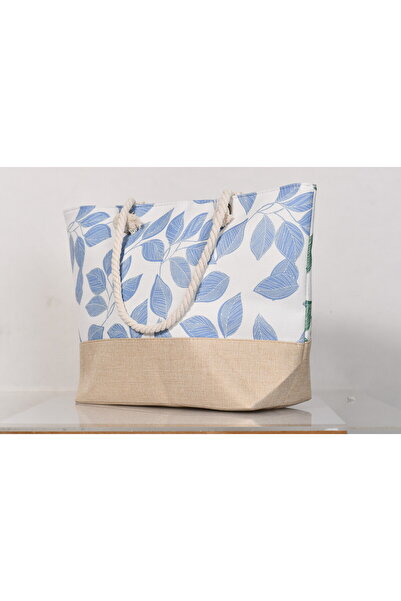 Generic Stylish beach bag with a linen lining and a hemp rope handle, large capacity, water resistant