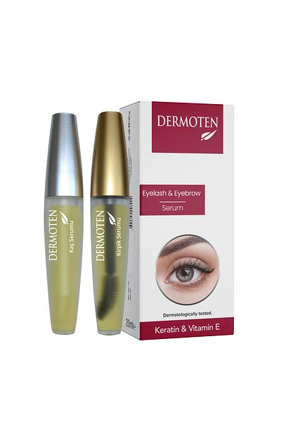 Dermoten Wimpern- und Augenbrauenserum, wachstumsfördernde Formel mit Keratin und Vitamin E, stärkt,