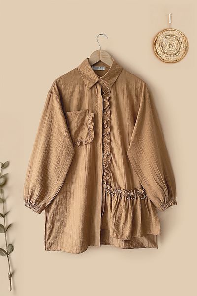 MODAQU Camel Stone Pattern Top in Front