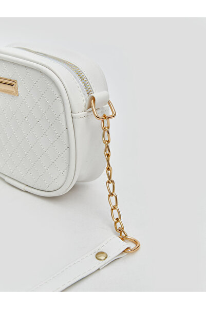 LC Waikiki Leather Look Girl's Shoulder Bag with White Wallet Detail