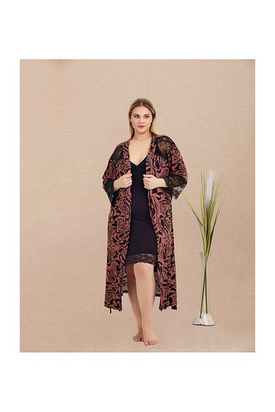 Lady Lingerie طقم نسائي مكون من قطعتين مع ثوب صباحي وثوب نوم مقاس كبير