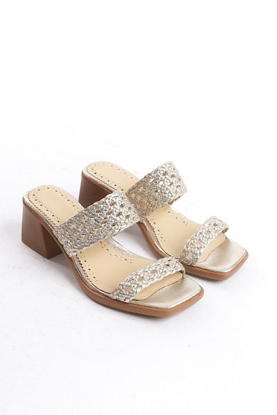 Elile Shoes Genuine Leather 34-35 Denim 41-42 Size Heeled Knitted Slippers