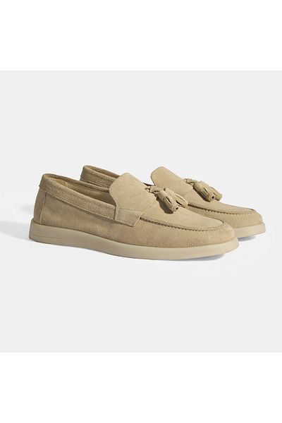 Desa Beige Men's Suede Tasseled Loafer