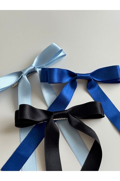 alhifa Set de 3 catarame cu fundă pentru femei din satin - panglică