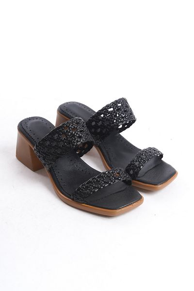 Elile Shoes Papuci tricotați cu toc din piele naturală de la mărimea 34-35 la mărimea 41-42