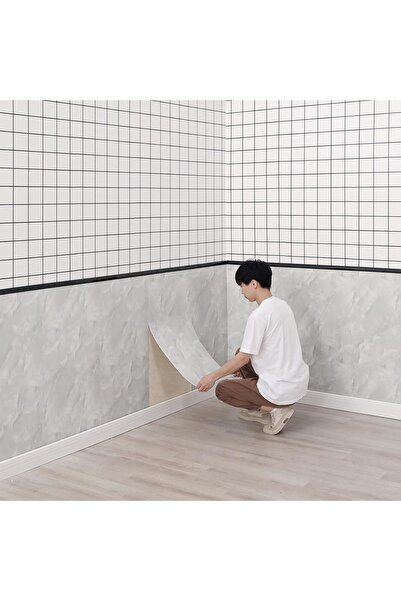 Genel Markalar 30x60 Cm Mermer Desenli Kendinden Yapışkanlı Mutfak Banyo Wc Kaplama Pvc Duvar Paneli