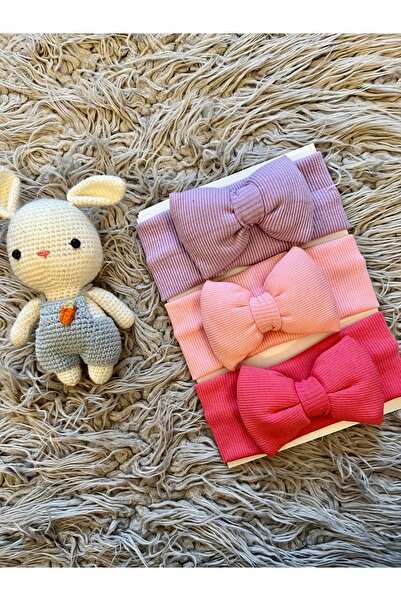 enes baby مجموعة من 3 باندانا مطاطية ناعمة ومزخرفة بفيونكة