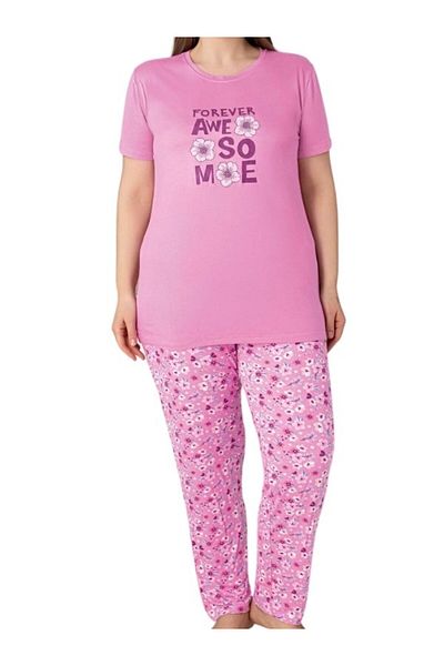 GUAVA+ Crew Neck Buttonless Women's Pajama Set Plus Size Summer Short Sleeve