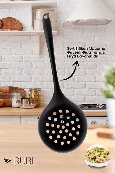 rubihome Black Hard Silicone Heat Resistant Colander - 1 Piece
