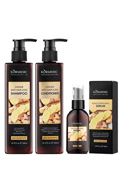 Kormesic مجموعة الزنجبيل مضاد لتساقط الشعر والقشرة، منعش ومغذي ومضاد للحكة