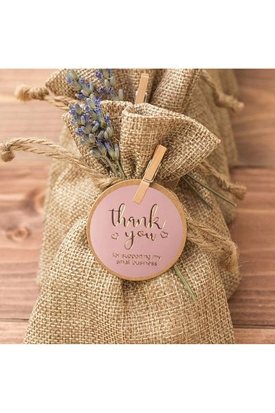 ROSIE 500 Pieces Pink Thank You Tag Gold Handwritten