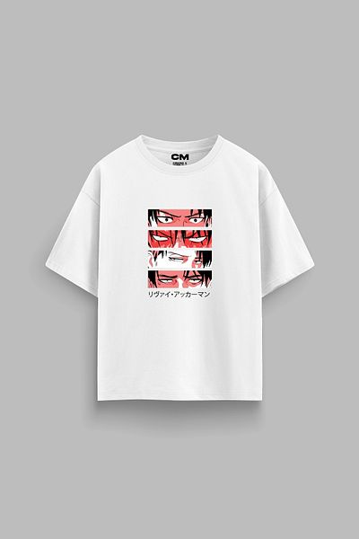 Sekizbiraltı Λευκό μπλουζάκι Unisex με στάμπα Levi Ackerman Comfortable Fit 30/1